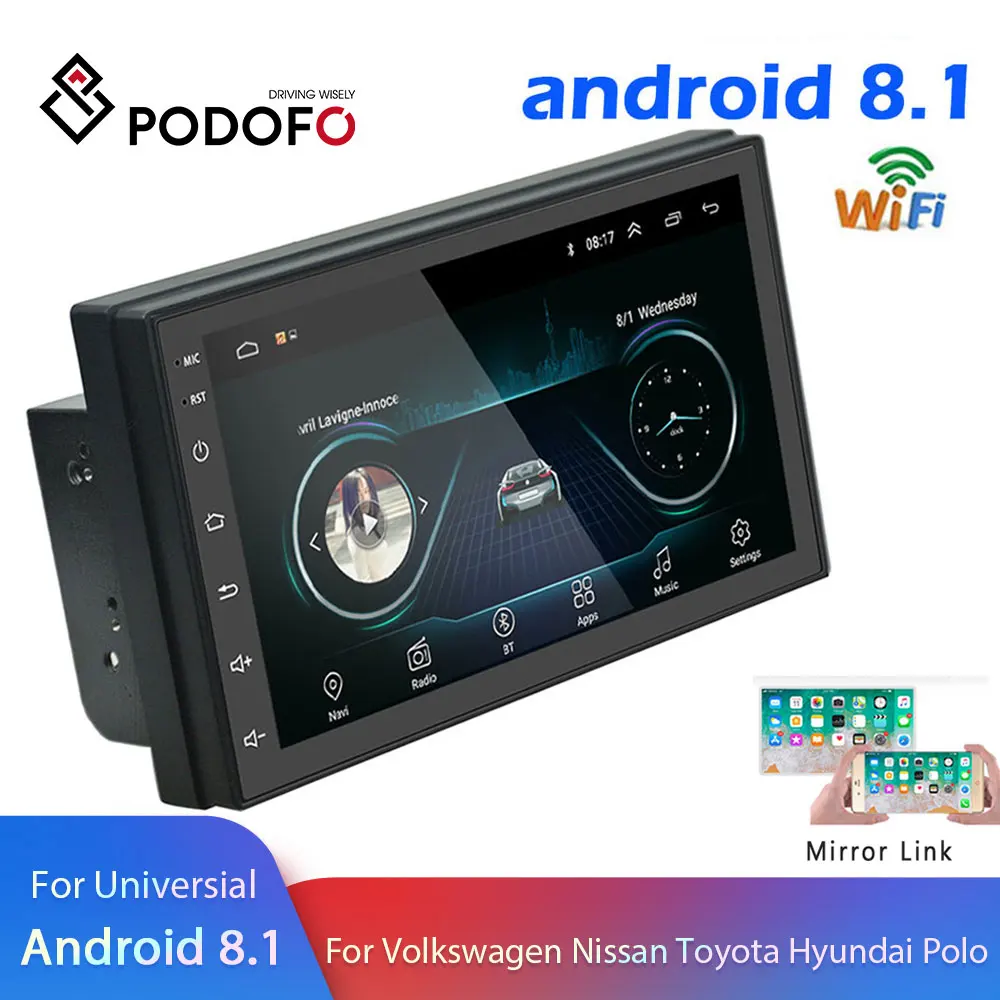  Podofo 2 Din Car radio Android Multimedia Player GPS Navigation 7