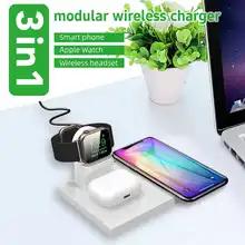 Qi Wireless Charger Dock Station Phone Headphone Headset Fast Charging Stand With Cooling Holes For Apple Watch For Airpods Pro