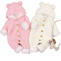 Newborn Baby Clothes Cardigan Hooded Rompers Autumn Winter Girl Boy Fashion Infant Costume Kids Toddler Cashmere Knit Jumpsuit 2