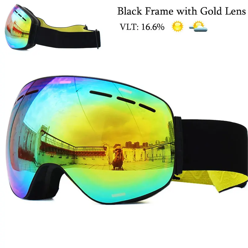 Black Gold Магнитные лыжные очки с быстросменными линзами UV400 Защита Анти-туман сноуборд очки для мужчин и женщин лыжные очки - Цвет: Black Gold