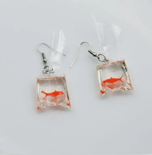 fish in water bag FishSheep милый акриловый Космический Корабль летающая тарелка висячие серьги хип-хоп авокадо Spaceman висячие серьги модные вечерние ювелирные изделия - Окраска металла: fish in water bag
