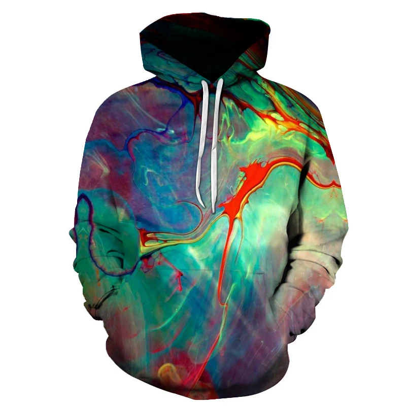 fashion tide brand youth hoodies color painting paint 3D digital printing pullover couple loose hooded baseball uniform 6XL