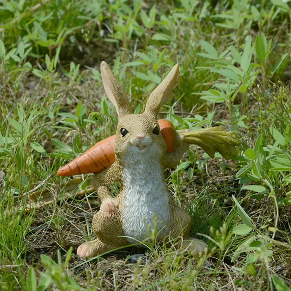 Everyday Collection Easter Decorations for Home Cute Rabbit Figurines Miniature Tabletop Ornaments Fairy Garden Thanksgiving Ornament Crafts Miniature Figurines Rabbit Ornaments