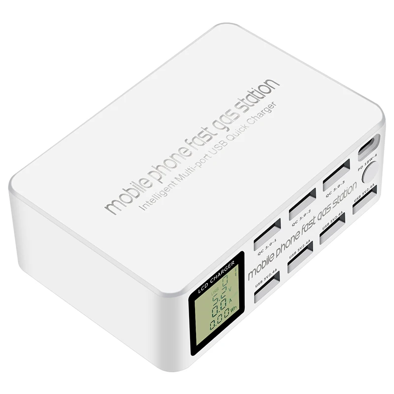 AIXXCO 8 портов Смарт USB зарядное устройство 100 Вт Быстрая зарядка 3 0 PD LCD Мульти