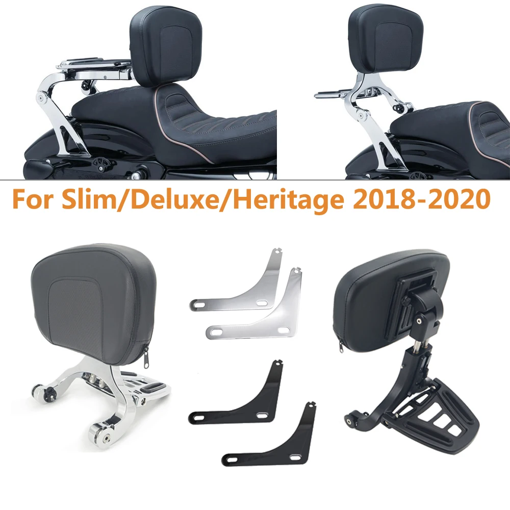 

Motorcycle Multi Purpose Driver Passenger Backrest with Folding Luggage Rack For Harley Slim Deluxe Heritage 2018-2020
