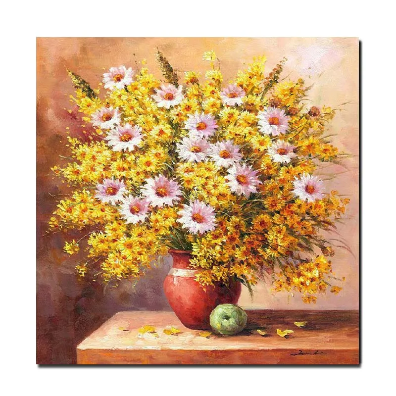 

Handmade Abstract Yellow Flower Impasto Oil Paintings On Canvas Abstract Wall Picture For Living Room Bedroom Home Wall Decor