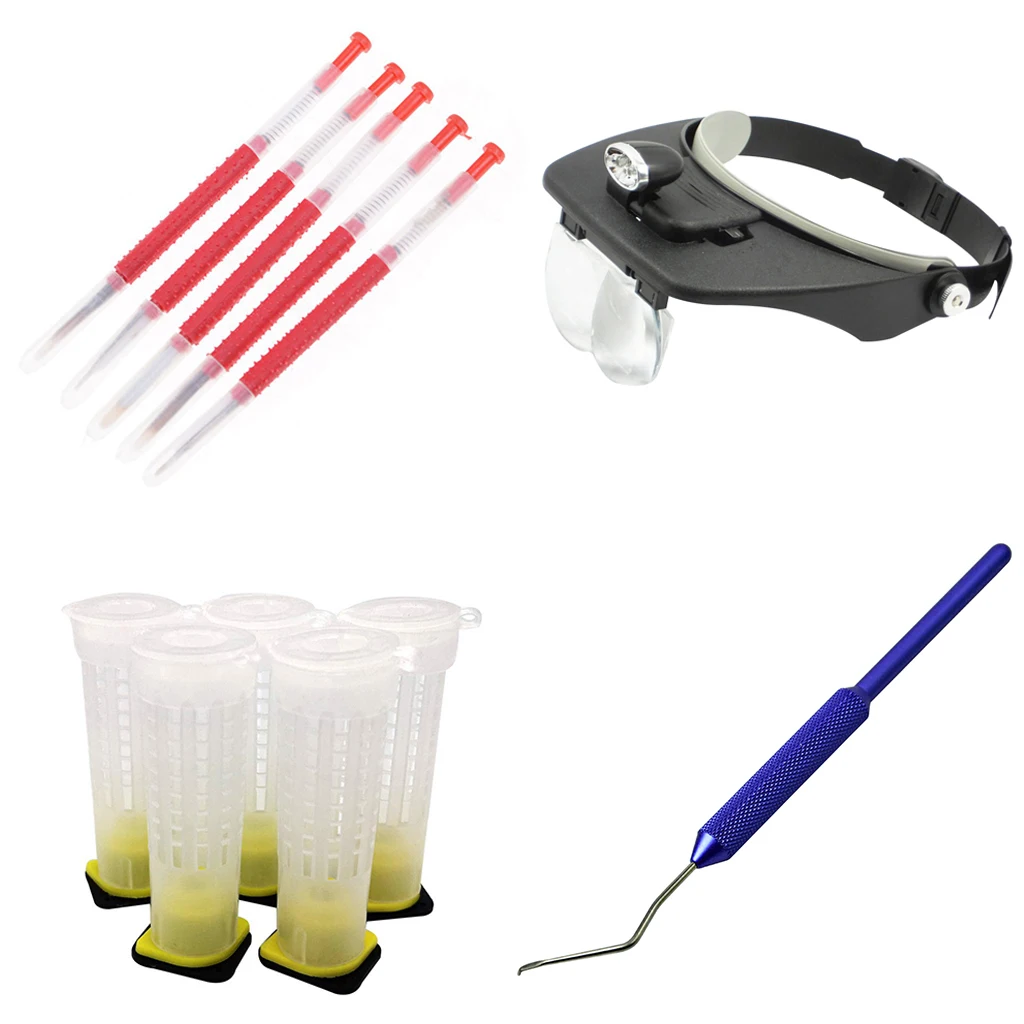 Набор из 12 инструментов для пчелы увеличенные линзы износостойкая алюминиевая ручка инструмент для прививки пластиковый инструмент для прививки королевская чашка для сотового телефона Прямая поставка