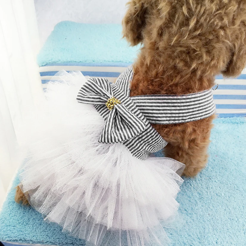 ANIAC Besticktes Hundekleid Mit Leine – Hochzeitskleid Mit Spitze & Tutu, Größe S