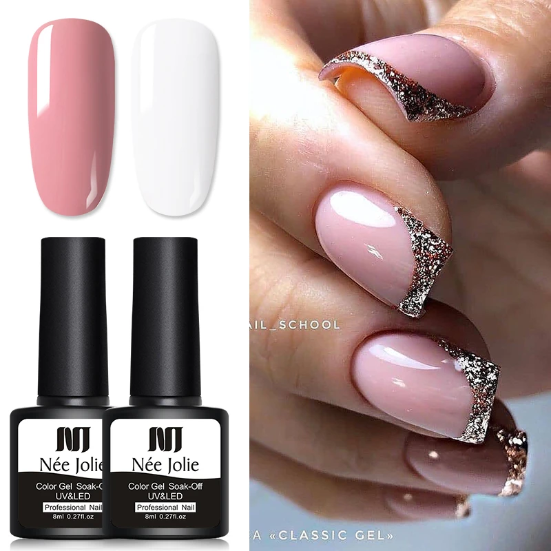 Nee Jolie Ensemble De Vernis A Ongles Gel Uv Lampe A Led Brillant Scintillant Nail Art 4 Pieces Aliexpress