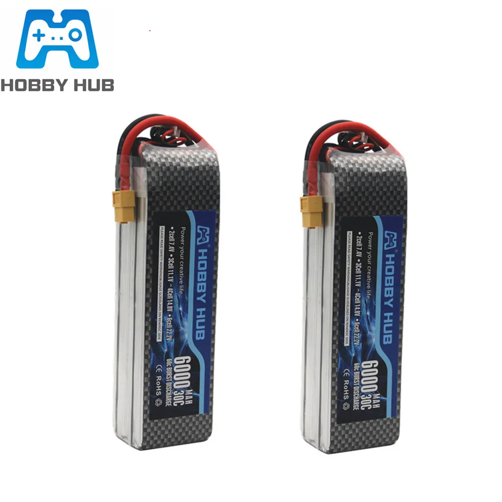 

4s 14.8V 6000mAh 30C Lipo Battery for RC Car Quadcopter Helicopter Airplane spare parts 14.8v RC Toys Batteries T/XT60 plug 2pcs