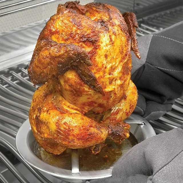 Acél Sör Doboz Csirke Pulyka Sütő Rotisserie Grill Állvány Tartó Tálca Függőleges Hús Baromfi Pörkölt - Image 5