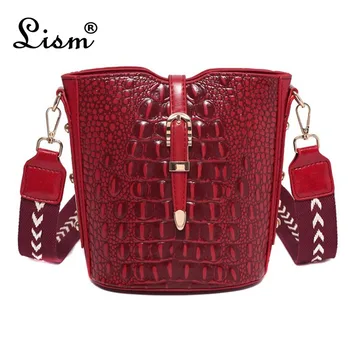 

2020 New Retro Bucket Bags Women Crocodile Pattern Designers Women leather Shoulder Bags Female Sac a Main Fashion high quality