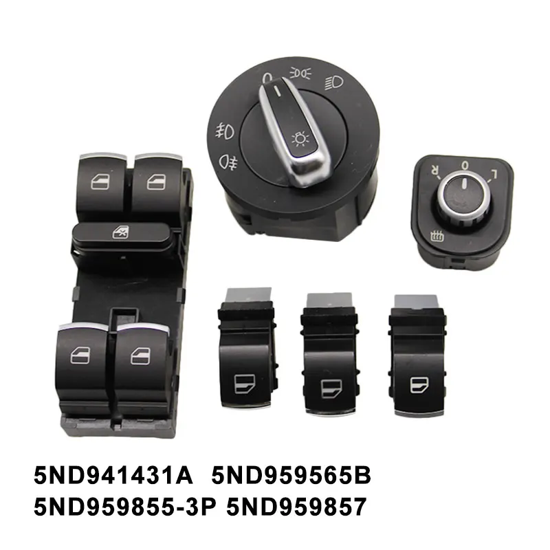 New Chrome Headlight Mirror Window Control Switch Button For Volkswagen VW Passat B6 Eos Golf MK 5 6 R32 GTI MK5 MK6 5ND941431A |