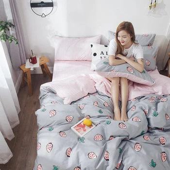 

Cotton Denim Quilt Quilt Cover Three-Piece Bedding Student Dormitory Bed Single