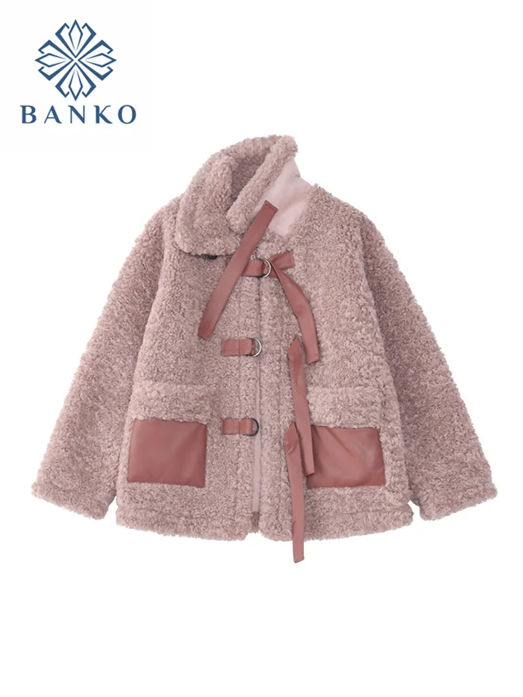 Winter Thick Jackets Lambswool Faux Fur Warm Coats 2021 New Women Clothing Pink Pockets Sweet Fashion Chaqueta Casaco Feminino | Женская