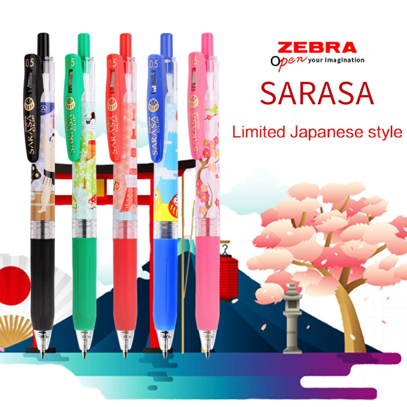 

5pcs/set Limited Edition Zebra SARASA JJ15 Japanese cherry blossom Press Gel Pen 0.5mm Kawaii Neutral Pen Stationery