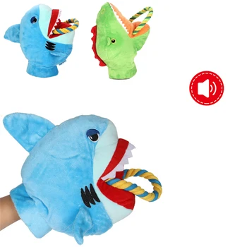 

Dog Chew Plush Toy Soft Stuffed Animals Fleece Shark Pet Squeak Toy Puppy Molar Cleaning Teeth Toys Dogs Interative Sounding Toy