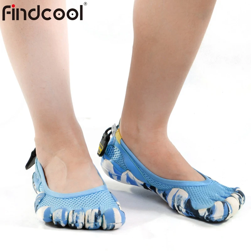 Findcool/женские противоскользящие туфли с пятью пальцами Уличная обувь для прогулок и прогулок дышащая легкая обувь с 5 носками - Цвет: Lake Blue