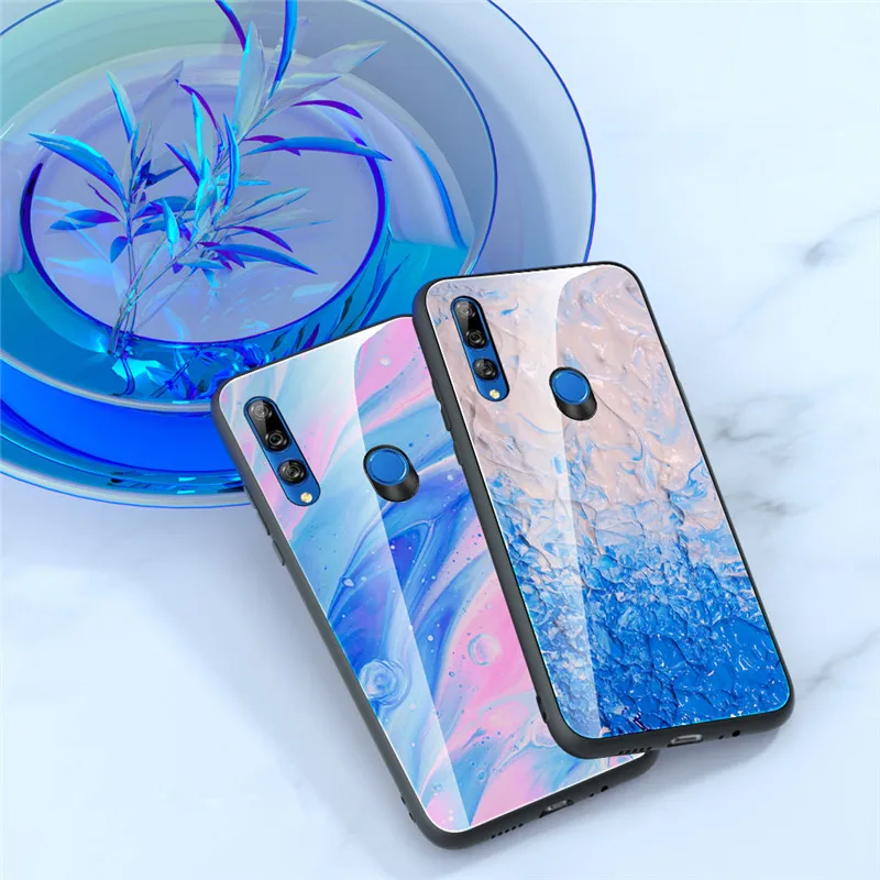 

Marble Glass Phone Case For Huawei P Smart Z 2019 Honor 10 Lite 10i 20 9X Pro Y9S Nova 5T 6 SE Nova 7i Y9 Prime 2019 Back Cover