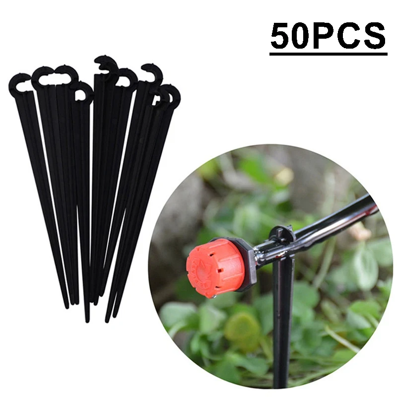 50pc Hook Fixed Stems Support Holder For 4/7 Drip Irrigation Water Hose Drop Watering Kits