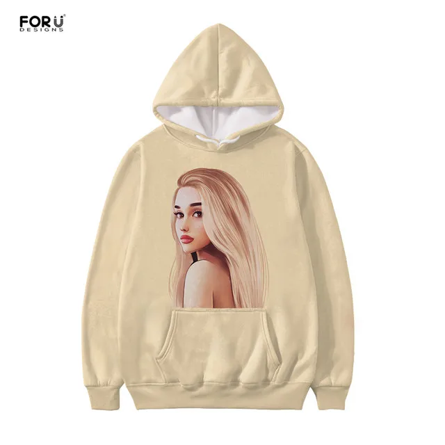FORUDESIGNS/толстовки Kawaii Ariana Grande, толстовка с принтом, длинный рукав, Женская/Мужская одежда, лидер продаж, Повседневная Толстовка с капюшоном размера плюс 4XL - Цвет: HMC1526Z72W