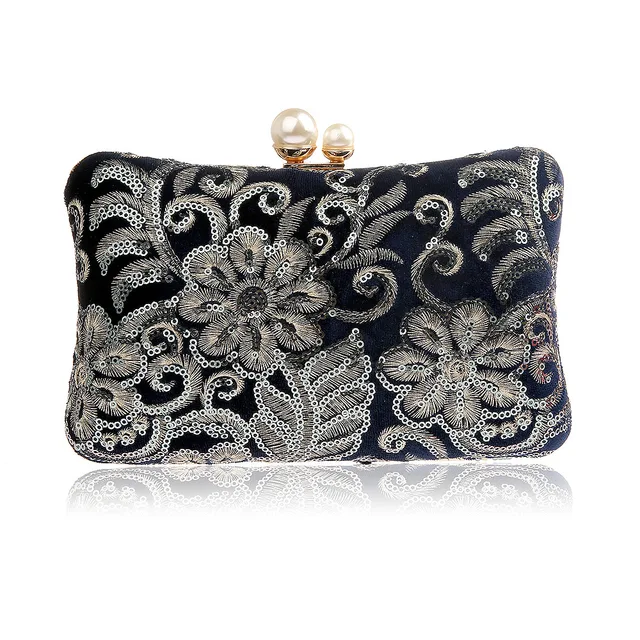black sequin clutch purse