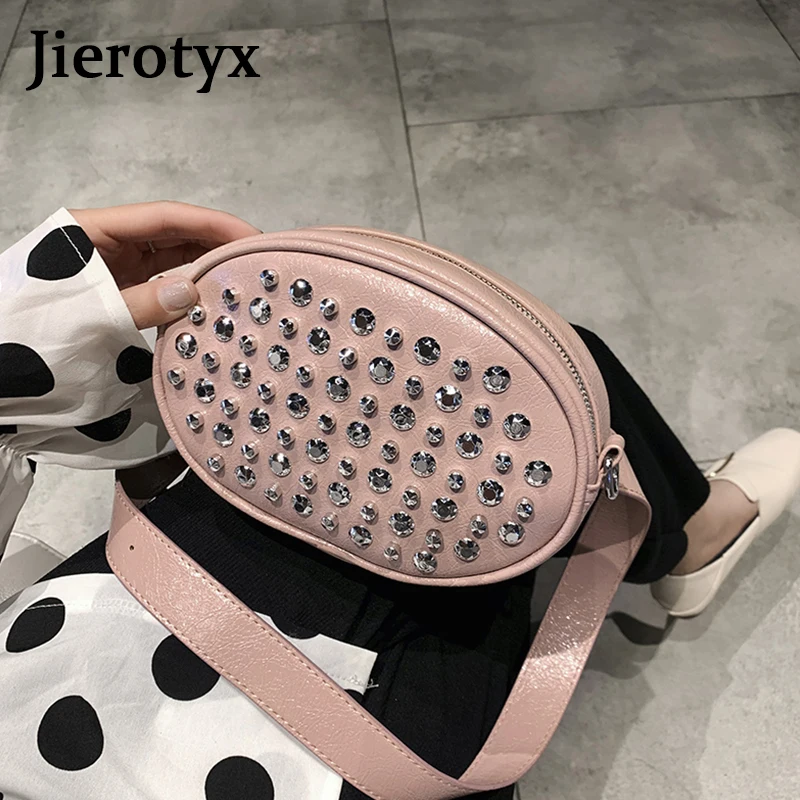 JIEROTYX для женщин индивидуальные сумки на пояс трендовая Мода заклепки Кожа Фанни ремень дамские сумки на плечо повседневные сумки через плечо