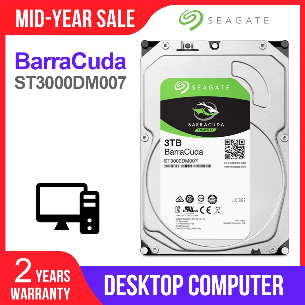 Pаспродажа Seagate 3 ТБ Настольный HDD внутренний жесткий диск оригинальный 3,5 ТБ 5400RPM SATA 6 ГБ сек. жесткий диск для компьютера ST3000DM007