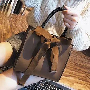 

Fashion Female Big Bag 2020 New Women's Designer Handbag Bow Frosted Shoulder Bag Simple High-quality Matte Pu Leather Tote Bag