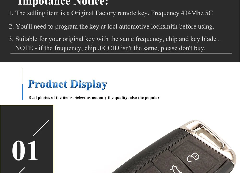 Keyforkess originale 5C 5C Chip Flip Remote Keyless vai per VW whoron T-ROC Tiguan chiave dell'automobile Fob 5G6 959 752 BL parte originale - H8112a53a2c2546e0911536e03b8a847e1