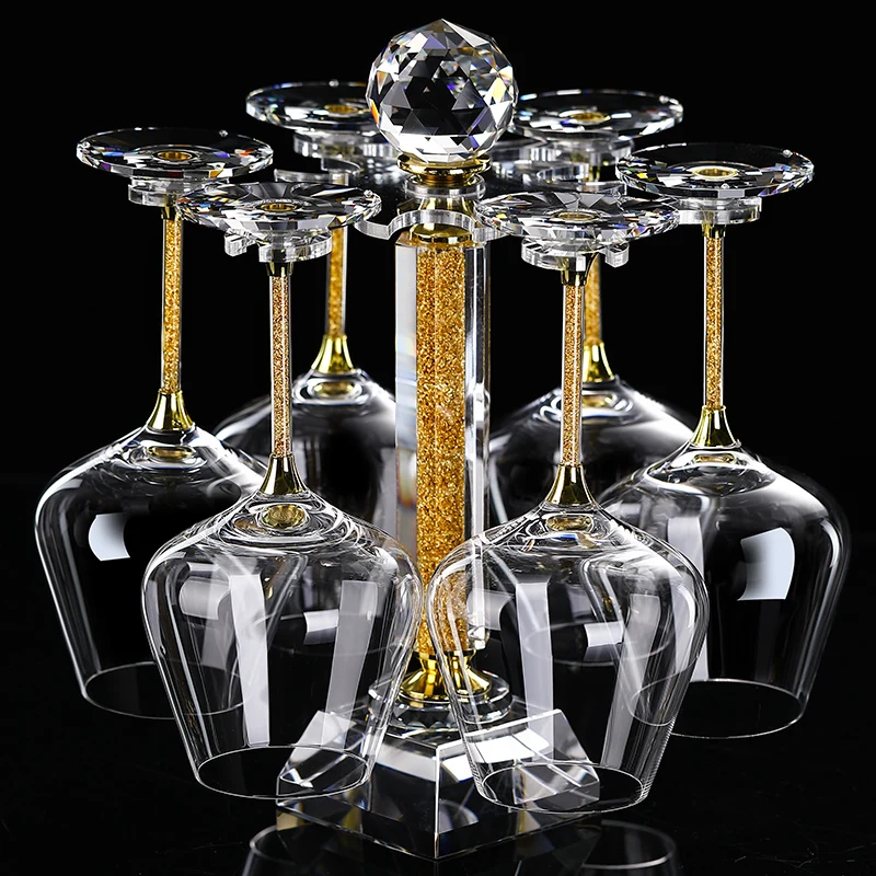 

Стеклянный бокал с кристаллами и бриллиантами, вращающийся вверх дном, с держателем для дрели, набор бессвинцовых бытовых бокалов для вина