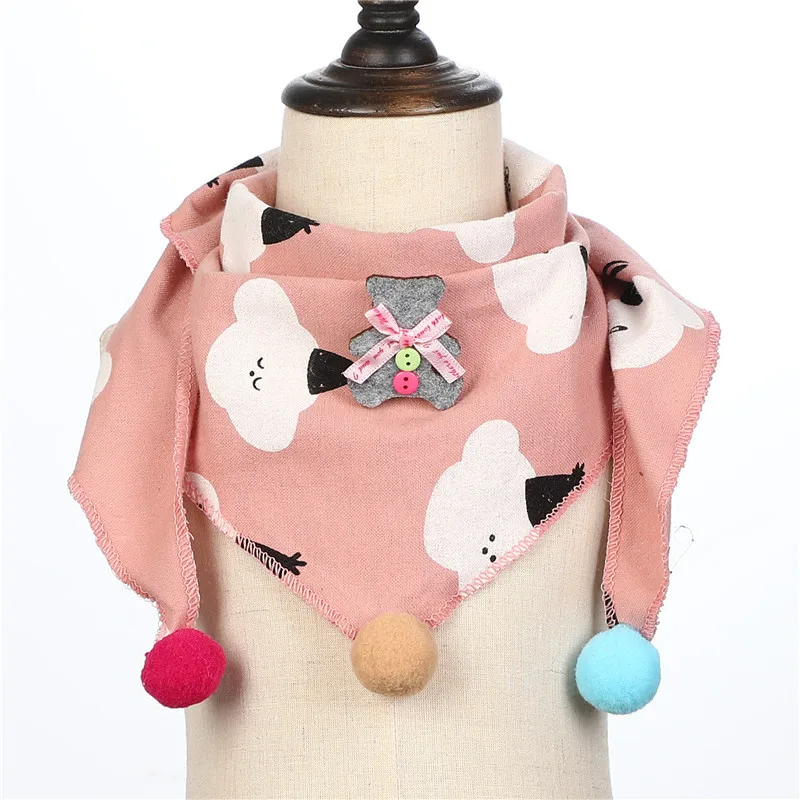 New Spring Autumn Girls Triangle Scarves Cotton and Linen Bibs Boys Girls Scarf Bibs Toddler Children Neck Wear Baby Scarf - Цвет: cloudy pink