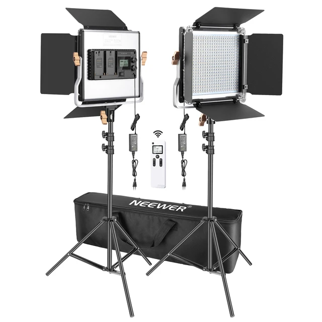  Neewer Upgraded 660 LED Video Light Dimmable Bi-Color LED  Panel with LCD Screen for Studio,  Video Shooting Product  Photography, 660 Beads CRI 96+, Durable Metal with U Bracket and