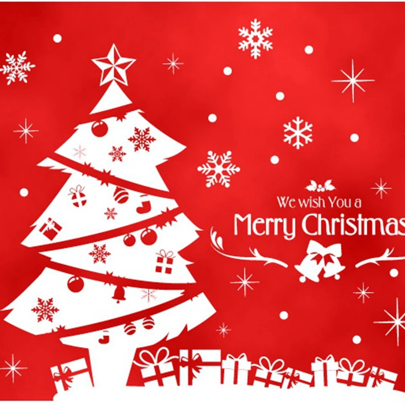 

Наклейка с новогодней елкой наклейки, виниловые наклейки на стену, Декор, роспись, Большое стекло, окно, украшение для дома, магазина, Рождественская наклейка