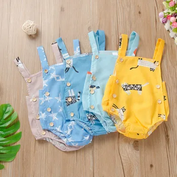 

Jumpsuit For New Born Baby Girl Jumpsuit Toddler Baby Kid Girls Boys Character Print Strap Bodysuit Romper Casual Clothes