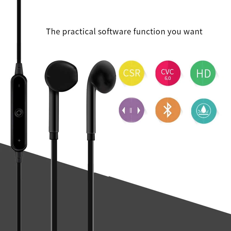 S6 Спортивные Беспроводные наушники Bluetooth наушники гарнитура для телефона с микрофоном наушники для iPhone Xiaomi HUawei беруши