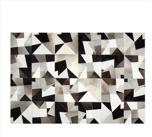 Нордический черный белый и серый треугольники из натуральной воловьей кожи меховой ковер для гостиной большой размер украшение офисный ковер - Цвет: as picture