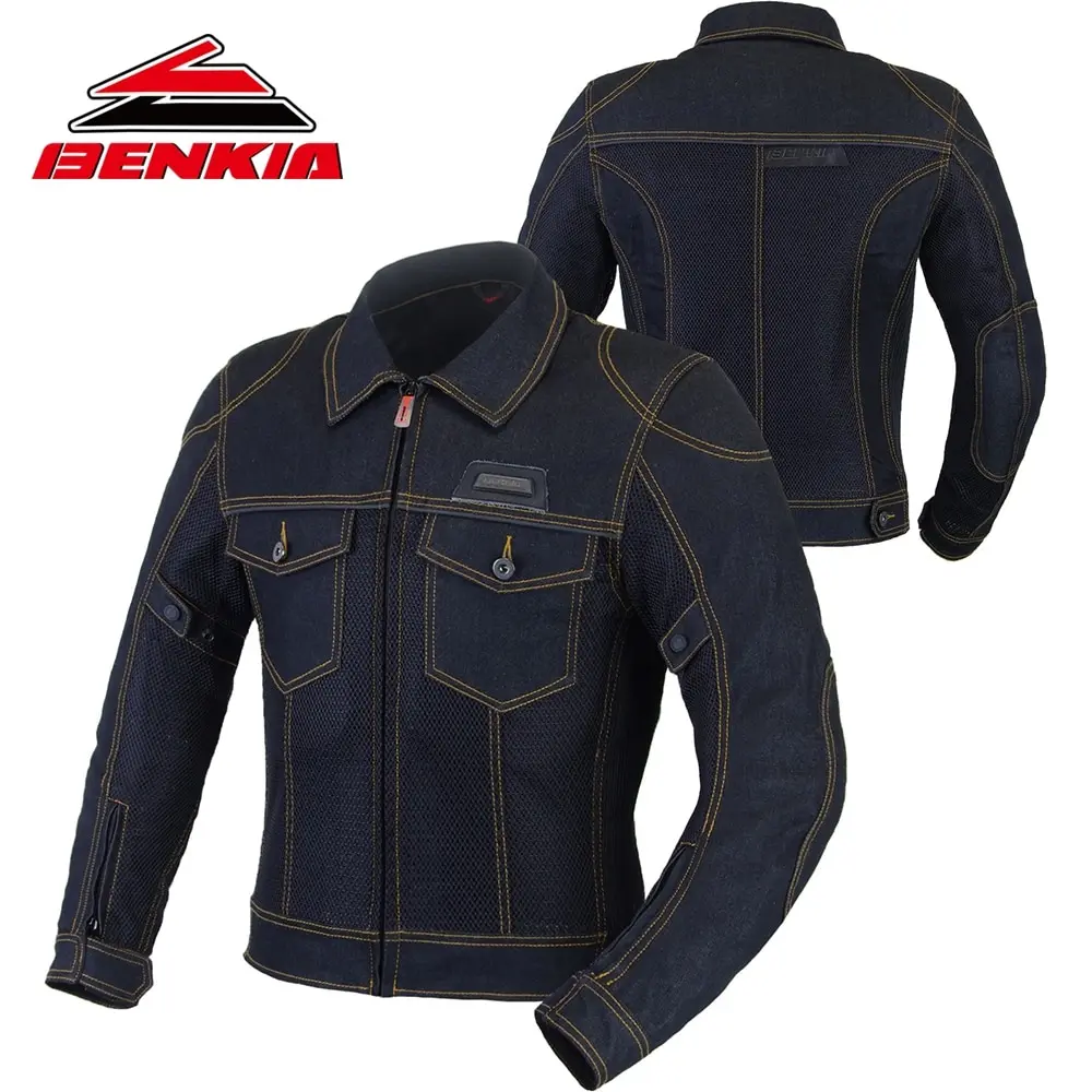 BENKIA мотоциклетная джинсовая куртка Мужская Байкерская летняя Chaquetas верхняя