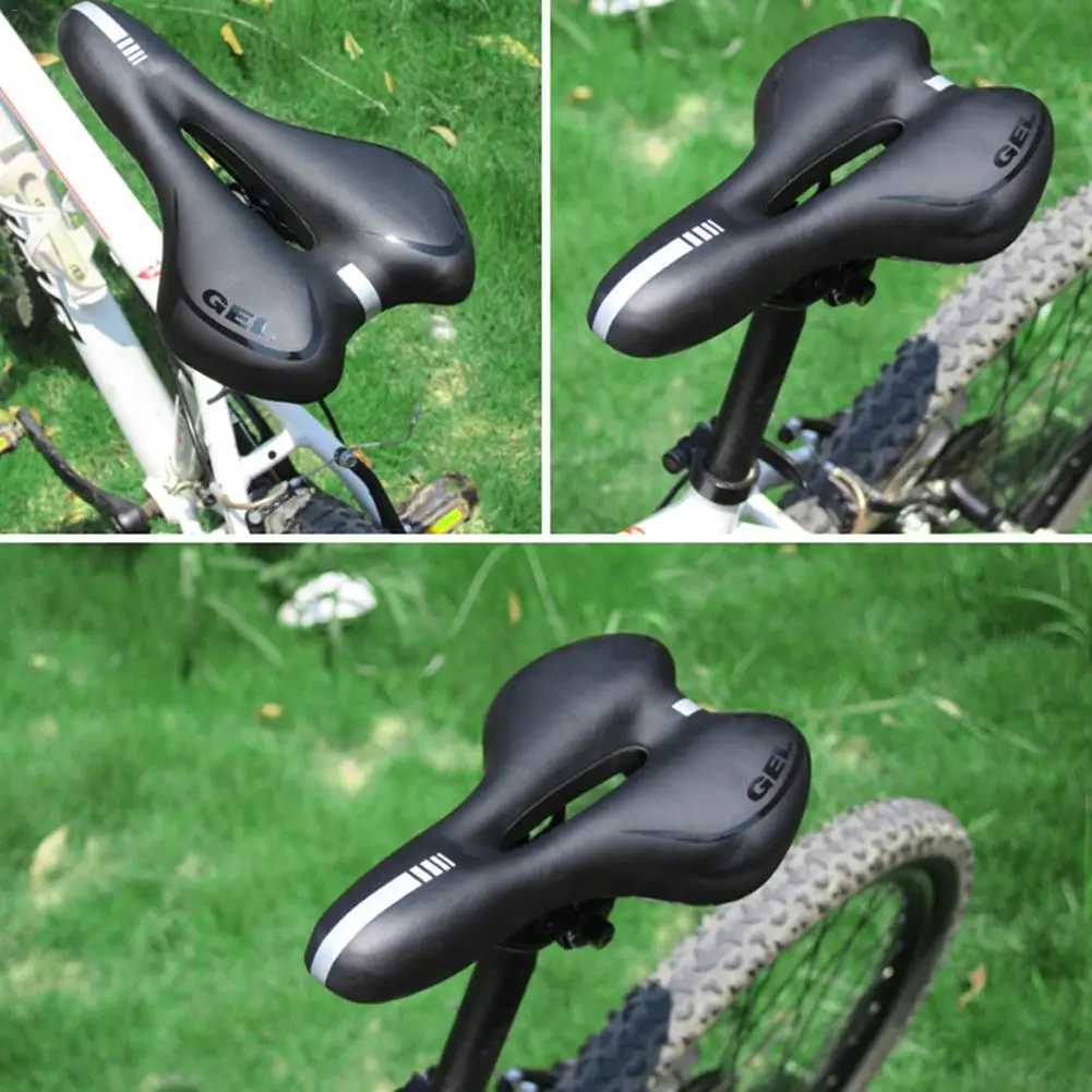 Reflective Shock Absorbing Hollow Bicycle Saddle PVC Fabric Soft Mtb Cycling Road Mountain Bike Seat Bicycle Accessories