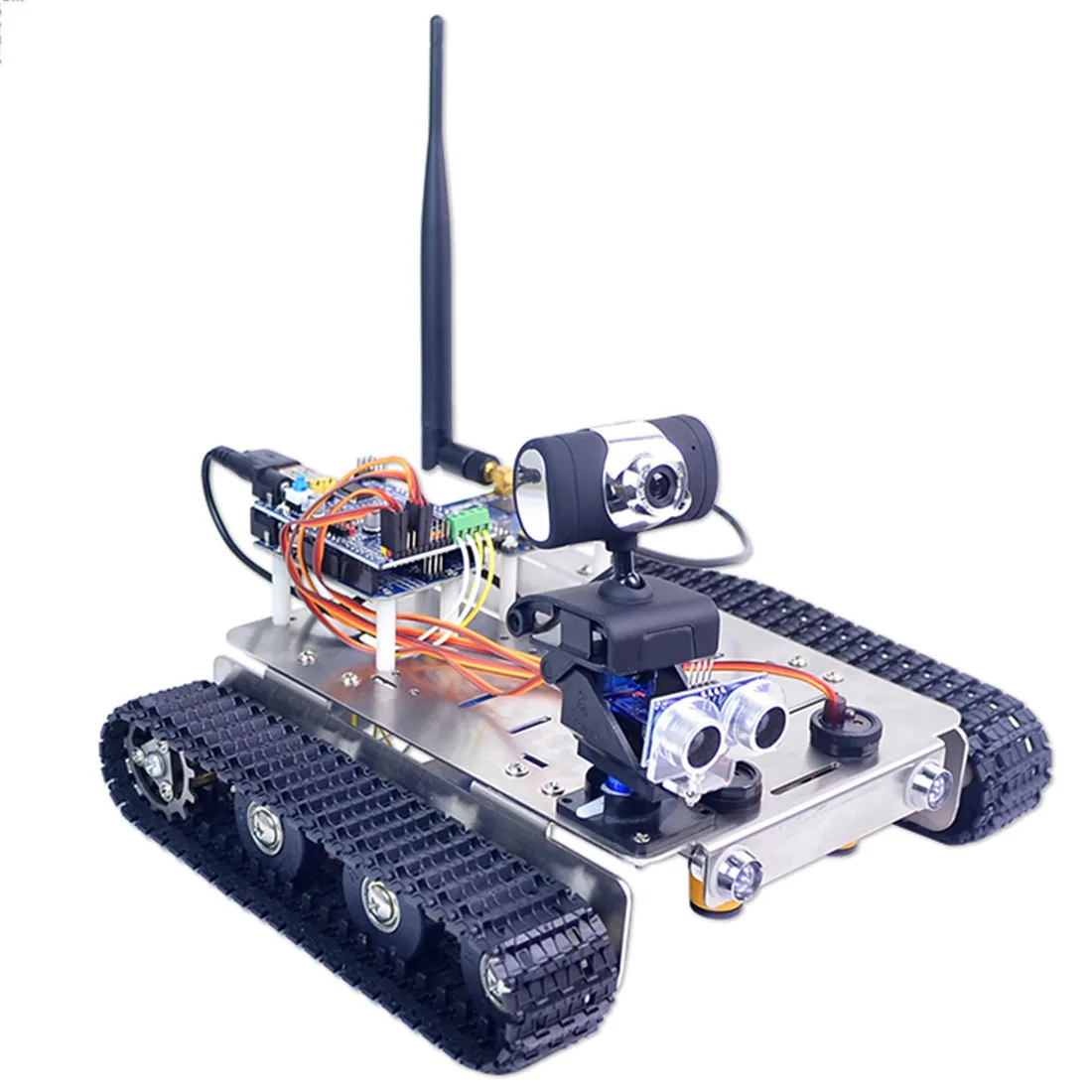 DIY Wifi+ Bluetooth нержавеющая сталь шасси трек танк паровой образовательный автомобиль с графическим программированием XR блок Linux игрушки