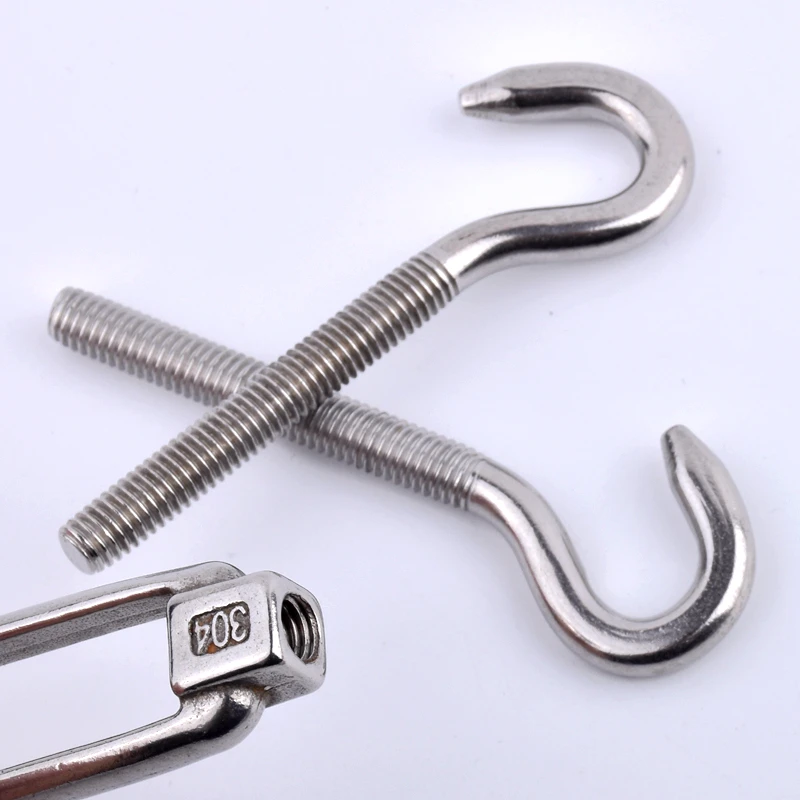 Turnbuckle Tools M5~M24 Turnbuckle 304 Stainless Steel Wire Rope Tension Device Shading Net Tarpaulin Installation DIY Tools Flange Bolt Hook
