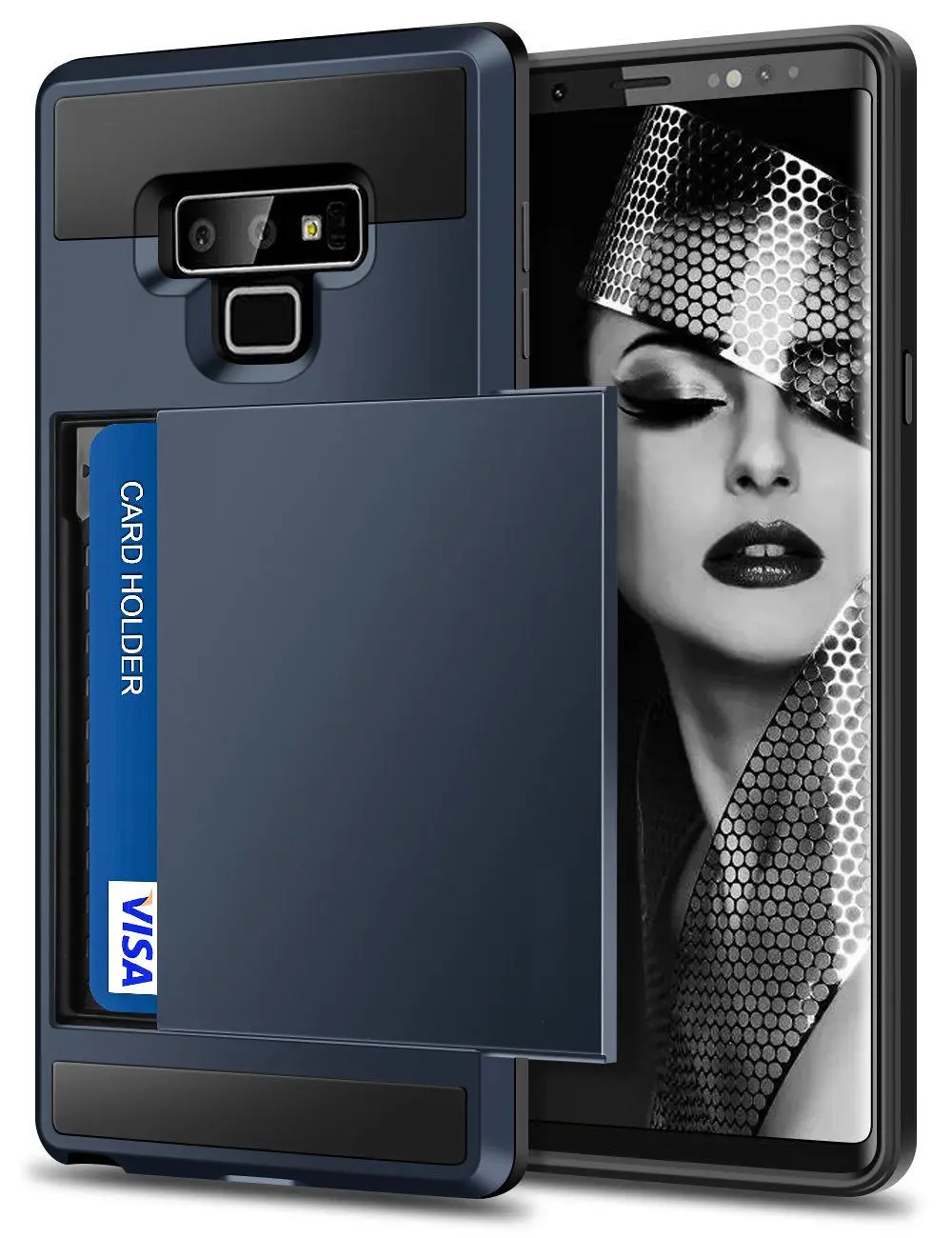 VRSDES слайд слот для карт чехол для телефона для samsung Galaxy S8 S9 плюс S7 S6 Edge Note 8 9 Гибридный чехол для samsung J2 J3 J4 J6 J7 - Цвет: Navy Blue