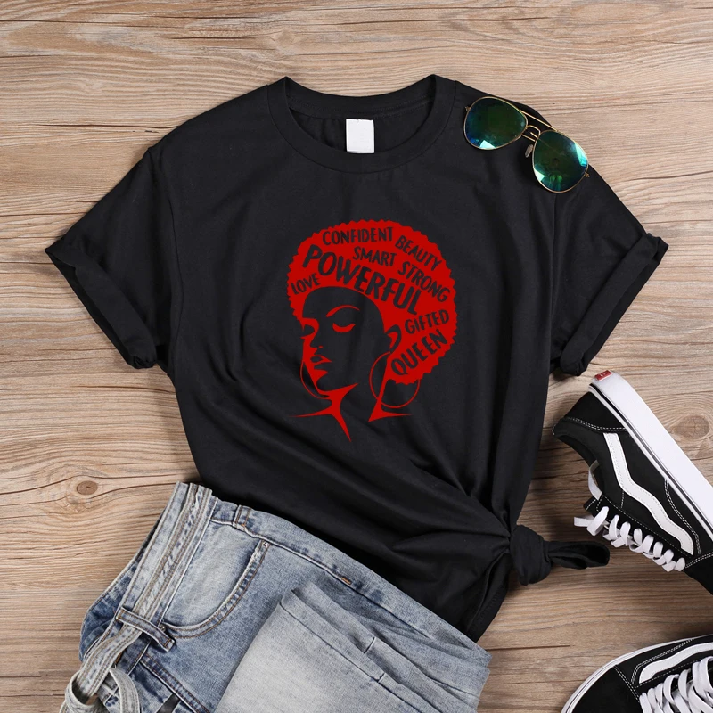 Афро леди Графический футболки для феминисток тройники черная девушка Волшебная футболка королева девушка мощные футболки рубашки женские винтажные меланин футболка