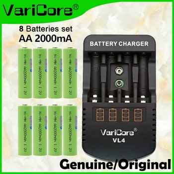 

8PCS VariCore AA 2000mah 1.2V NiMH batteries for robotic remote control toys medical equipment A products+VariCore VL4 Charger