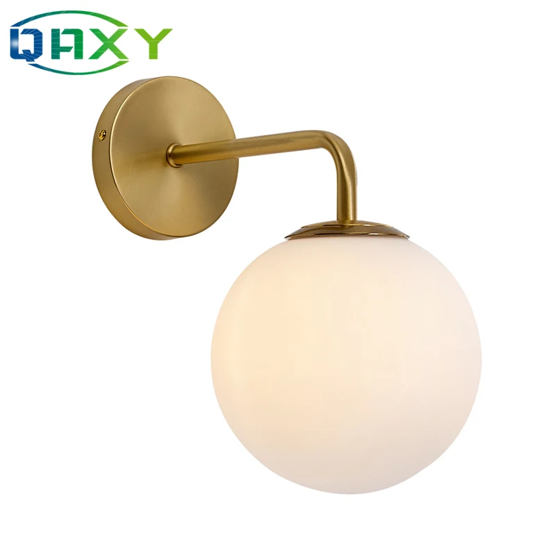 

Included With 12w LED Bulb Golden Wall Lights With Milky/Clear Special Glass Round Ball Bedside Wall Lights In Bedroom[DT4300]
