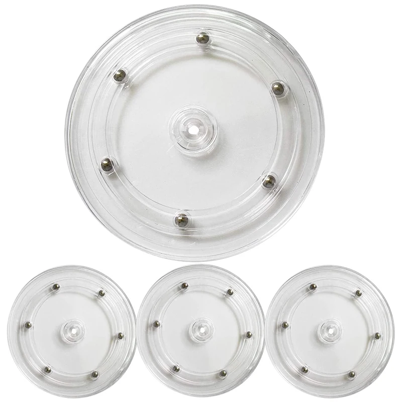 

4Pcs Clear Lazy Susan Turntable, 6 Inch Acrylic Turntable Bearing for Decorating Cookies, Clear Swivel Organizer, Base