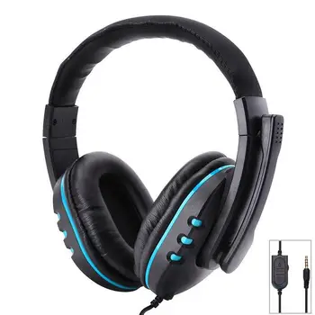 Stereo 3.5mm Wired Headphones with Mic Adjustable Over Ear Gaming Headsets Earphones Low Bass Stereo for PS4 Xbox One PC
