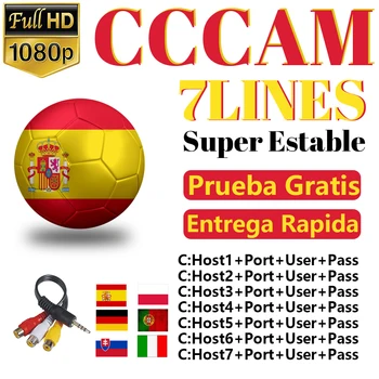 

most stable 1 Years cccam clines for Europe spain portugal Satellite tv Receiver 7 lines WIFI FULL HD DVB-S2 ccams Support