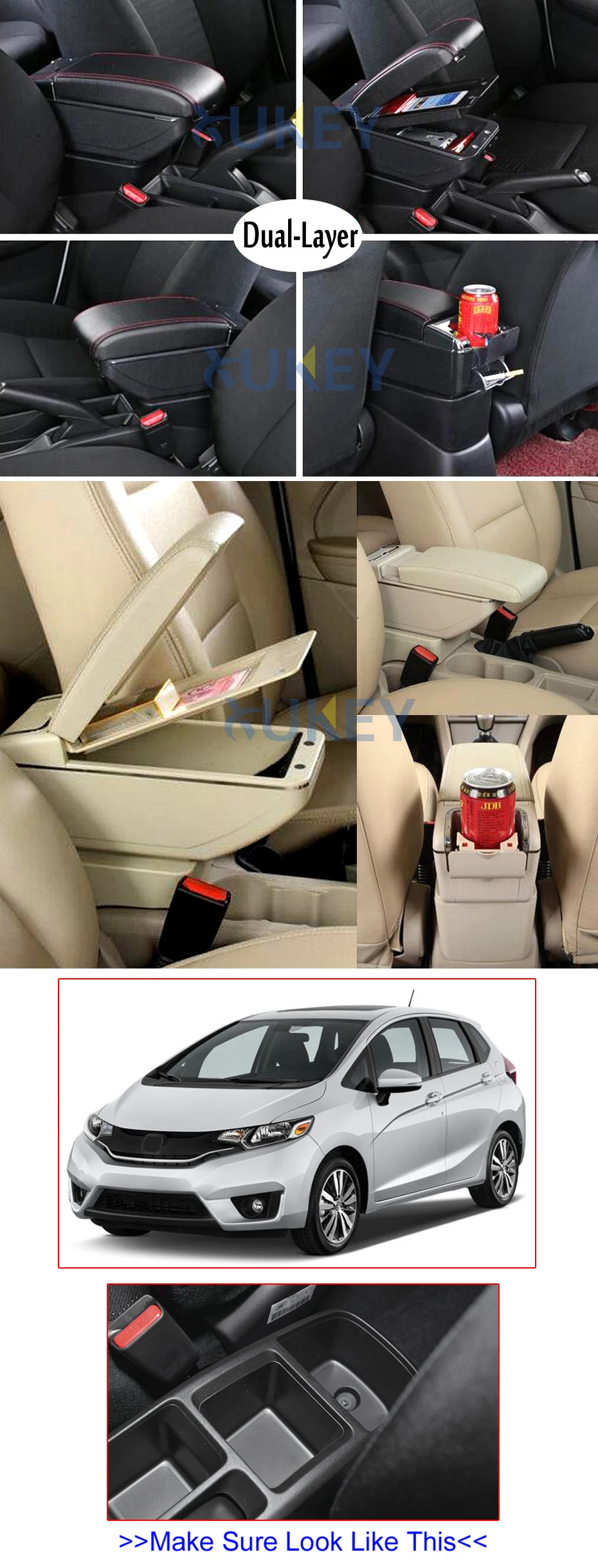 Для Honda Fit Jazz центральная консоль коробка для хранения- кожаный двухслойный подлокотник Подлокотник