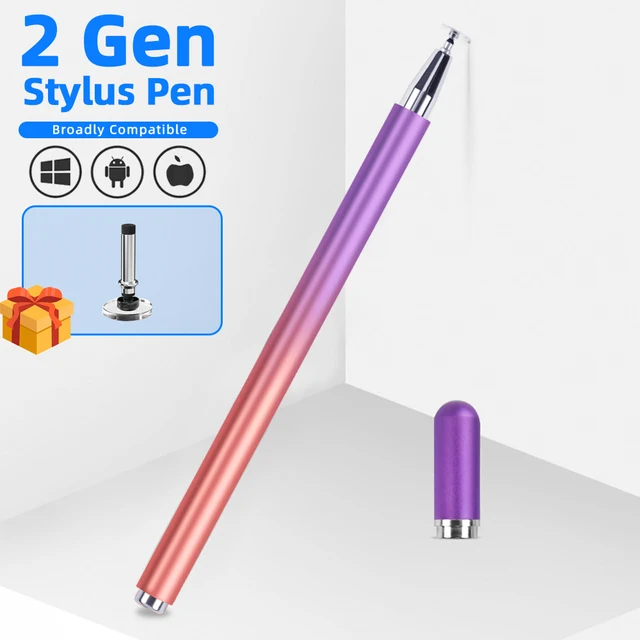 SEYNLI Magnetic Touch Screen Stylus Gradient Color Built-in Replaceable Suction Cup Pen Tip Transparent Disc Capacitive Pencil Purple Type 1